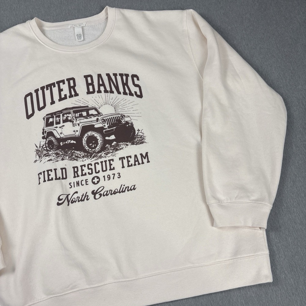 Full‎ Tilt Sweatshirt Cotton Poly  Size XL Cream w/ Brown Outer Banks logo - Picture 3 of 12
